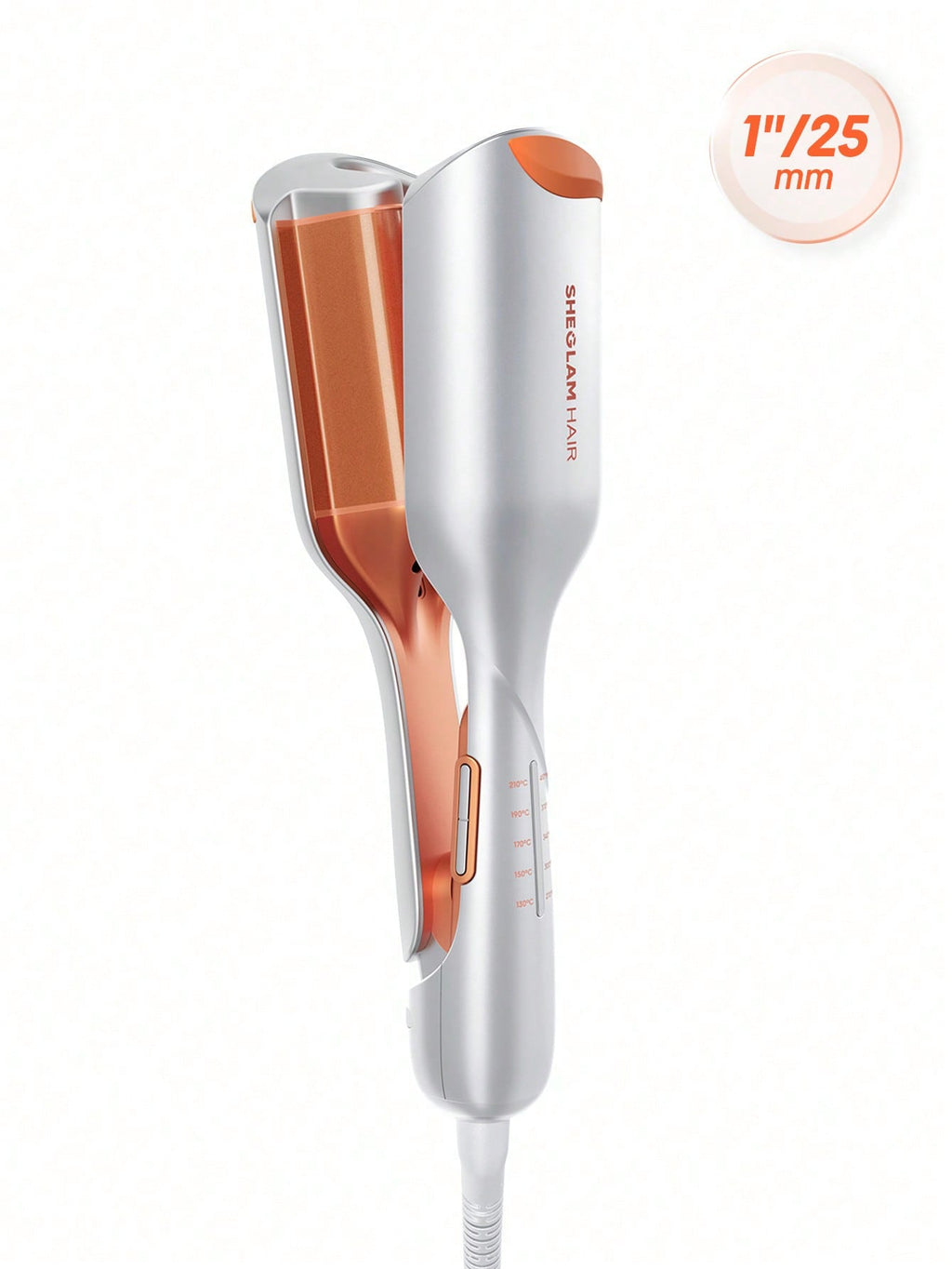 SHEGLAM Hair Beach Babe Hair Waver 2 Barrel Crimper 1 Inch with Smart Timer & Adjustable Temps Dual Voltage, Anti-Scald, Easy to Use